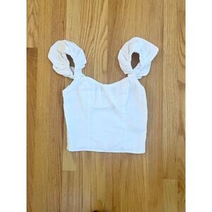 Abercrombie and fitch bubble strap white poplin top size XS corset cropped
